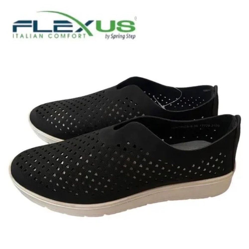 NIB Flexus by Spring Step Black Italian Comfort Slip On Shoes Size 6.5-7 (EU 37)
